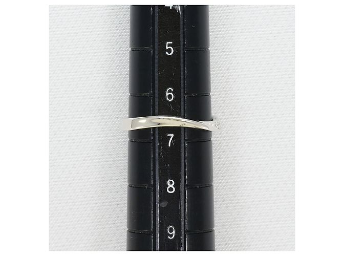 Autre Marque Platinum Band Ring with Diamond and Sapphire - view 7