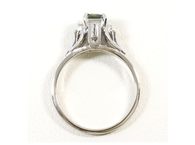 Autre Marque Platinring mit Diamant und Saphir - Ansicht 2