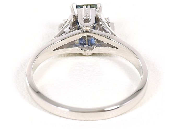Autre Marque Platinring mit Diamant und Saphir - Ansicht 3