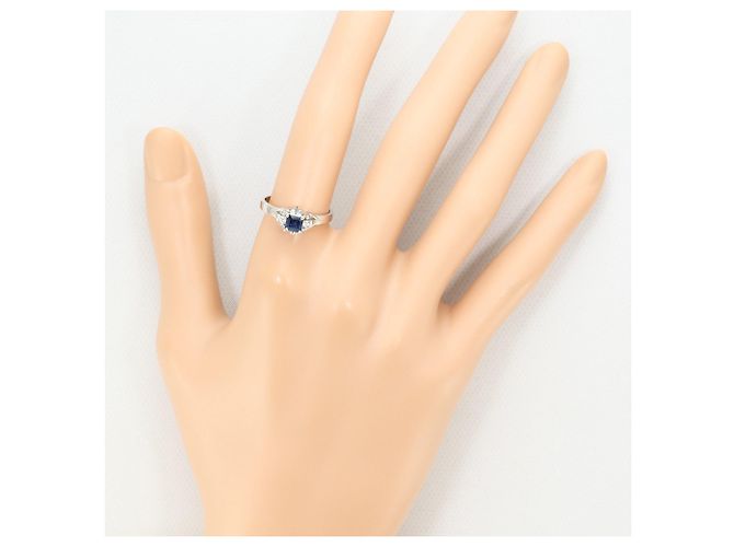 Autre Marque Platinring mit Diamant und Saphir - Ansicht 5