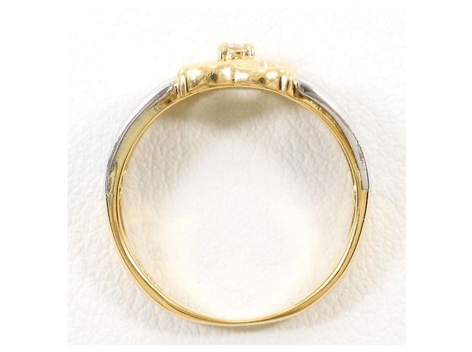 Autre Marque 18K Gelbgold- und Platinring mit Diamant Golden - Ansicht 2