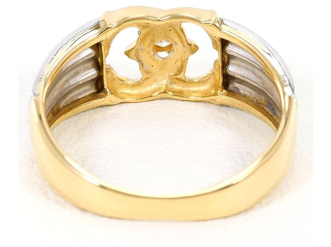Autre Marque 18K Gelbgold- und Platinring mit Diamant Golden - Ansicht 3