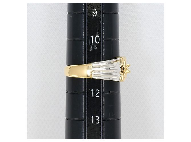 Autre Marque 18K Gelbgold- und Platinring mit Diamant Golden - Ansicht 6