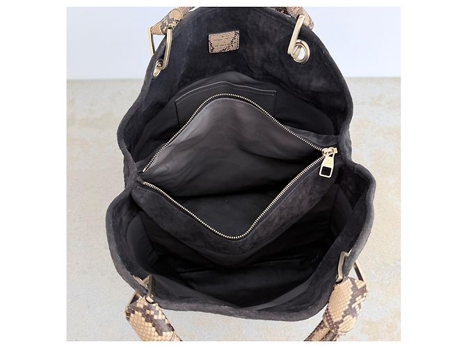 Louis Vuitton Whisper GM FW2008 Python Handle Suede Bag Rare Archive Marrone Nero - vista 14