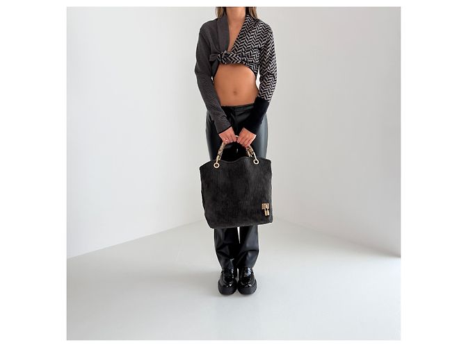Louis Vuitton Whisper GM FW2008 Python Handle Suede Bag Rare Archive Marrone Nero - vista 2