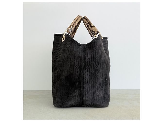 Louis Vuitton Whisper GM FW2008 Python Handle Suede Bag Rare Archive Marrone Nero - vista 5