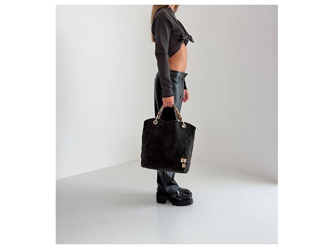 Louis Vuitton Whisper GM FW2008 Python Handle Suede Bag Rare Archive Marrone Nero - vista 7