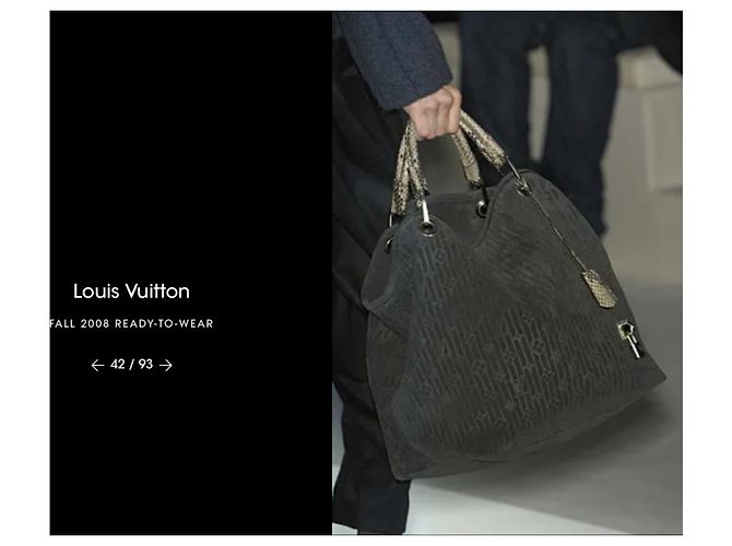 Louis Vuitton Whisper GM FW2008 Python Handle Suede Bag Rare Archive Marrone Nero - vista 8