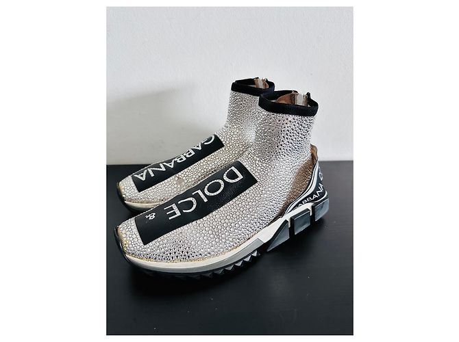 Dolce & Gabbana Strass-Sneaker Silber Schwarz - Ansicht 2