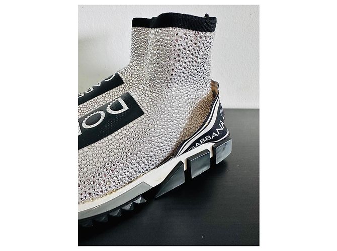 Dolce & Gabbana Strass-Sneaker Silber Schwarz - Ansicht 3