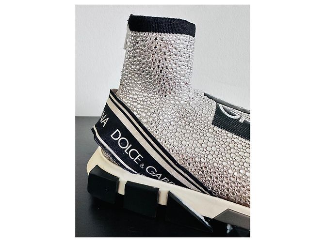 Dolce & Gabbana Strass-Sneaker Silber Schwarz - Ansicht 5