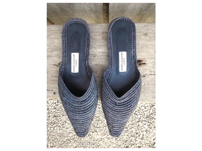 Autre Marque Joseph Azagury Mule in rafia intrecciata - Blu - vista 3
