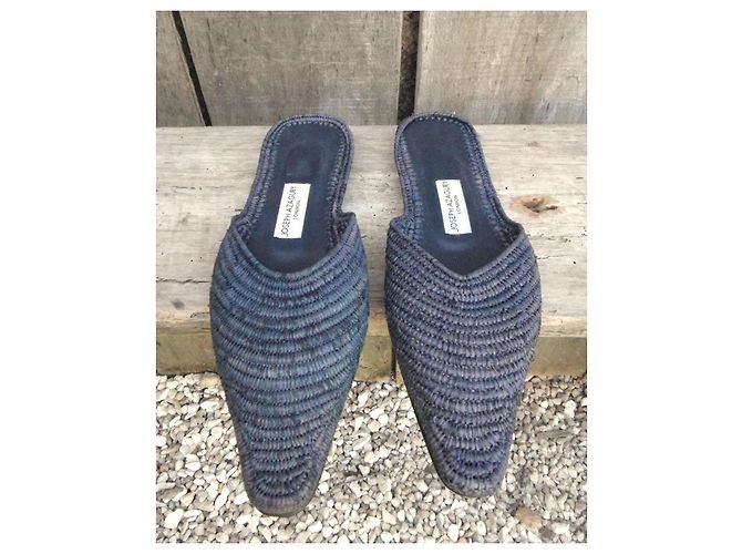 Autre Marque Joseph Azagury Mule in rafia intrecciata - Blu - vista 4