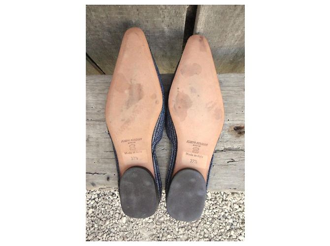 Autre Marque Joseph Azagury Mule in rafia intrecciata - Blu - vista 6