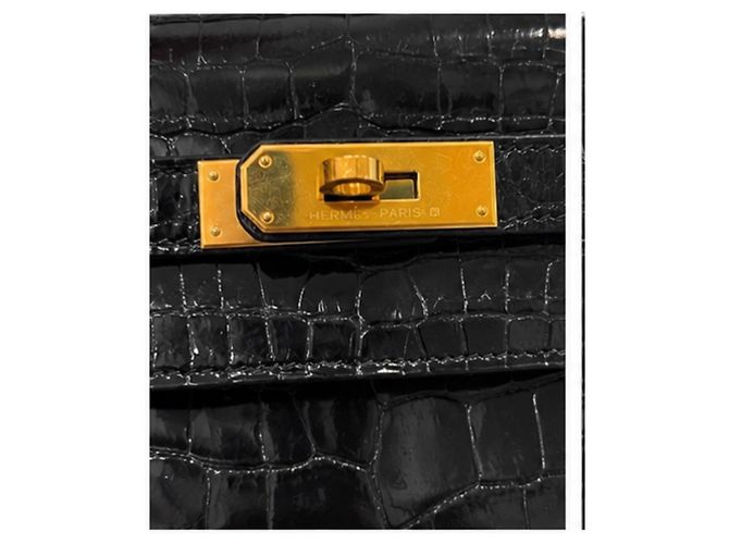 Borsa Hermès Kelly in pelle di alligatore nero - vista 4