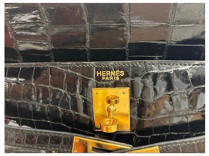 Borsa Hermès Kelly in pelle di alligatore nero - vista 5