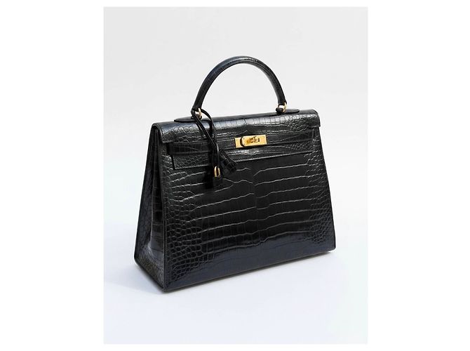 Borsa Hermès Kelly in pelle di alligatore nero - vista 8
