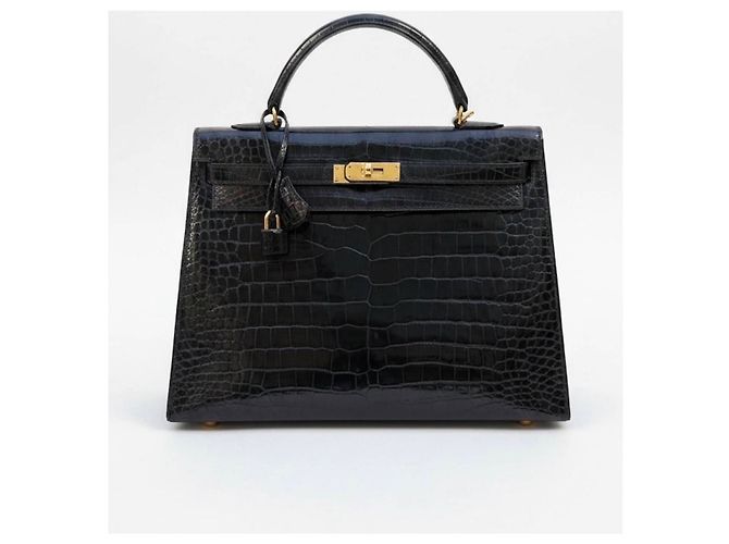 Borsa Hermès Kelly in pelle di alligatore nero - vista 9