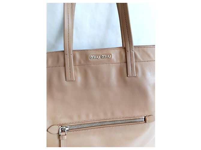 Borsa Tote Miu Miu in pelle marrone - vista 7