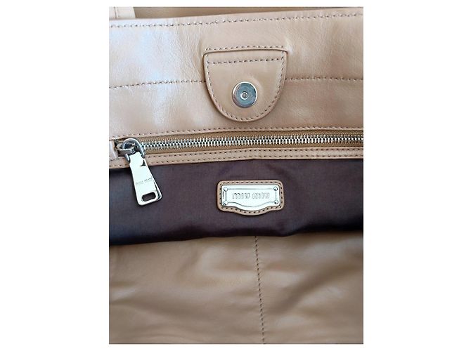 Borsa Tote Miu Miu in pelle marrone - vista 9