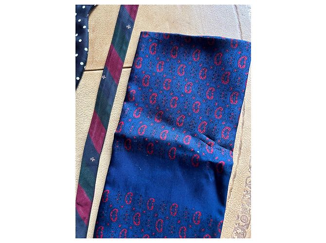 Autre Marque Set di Papillon e Pochette in Seta Hilditch & Key e Guy Apard Nero Blu Multicolore Verde oliva Prugna - vista 16