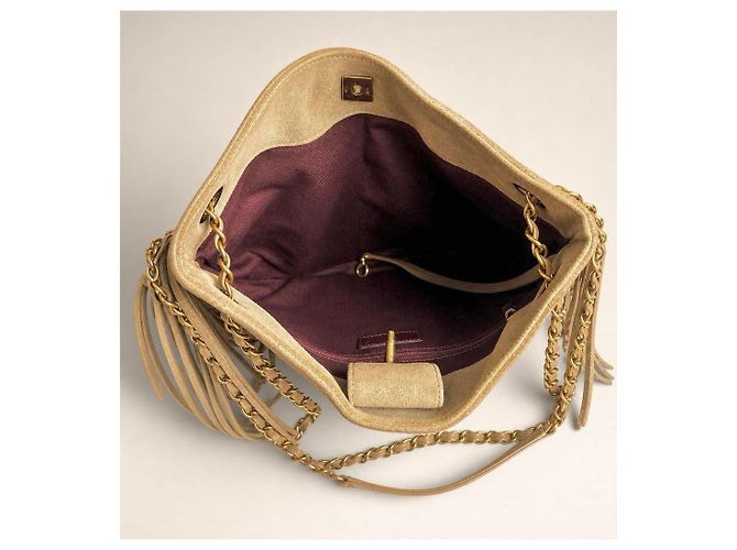 Chanel Paris-Dallas 14A Borsa Hobo in Nubuck Taupe Iridescente Marrone Beige Gold hardware - vista 12