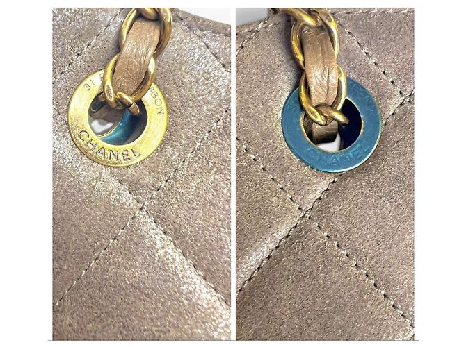 Chanel Paris-Dallas 14A Borsa Hobo in Nubuck Taupe Iridescente Marrone Beige Gold hardware - vista 13
