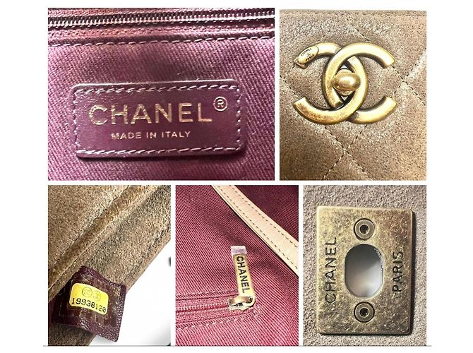 Chanel Paris-Dallas 14A Borsa Hobo in Nubuck Taupe Iridescente Marrone Beige Gold hardware - vista 14
