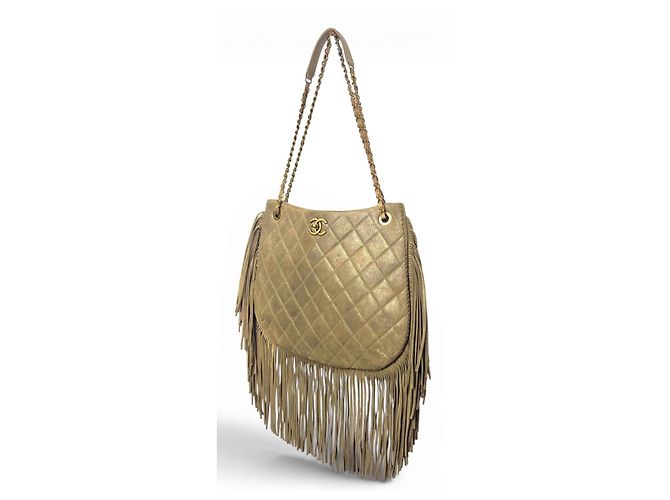 Chanel Paris-Dallas 14A Borsa Hobo in Nubuck Taupe Iridescente Marrone Beige Gold hardware - vista 4