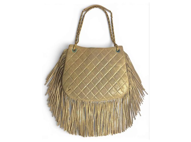 Chanel Paris-Dallas 14A Borsa Hobo in Nubuck Taupe Iridescente Marrone Beige Gold hardware - vista 7