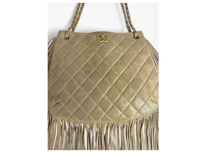 Chanel Paris-Dallas 14A Borsa Hobo in Nubuck Taupe Iridescente Marrone Beige Gold hardware - vista 8