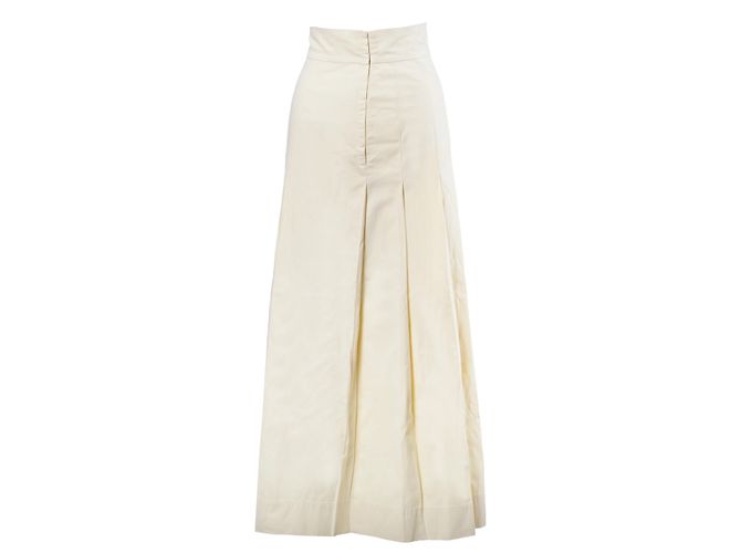 Falda midi de cuero crema Miu Miu Amarillo Marrón claro - vista 3