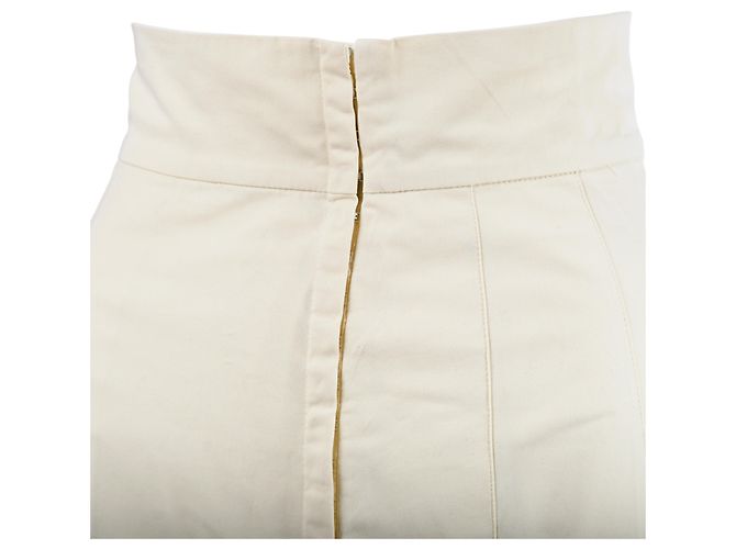 Falda midi de cuero crema Miu Miu Amarillo Marrón claro - vista 4