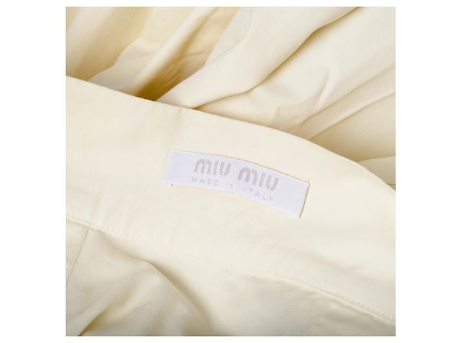 Falda midi de cuero crema Miu Miu Amarillo Marrón claro - vista 7