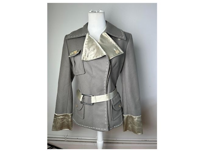 Stella Mc Cartney Vintage Stella McCartney Woll-Satin Blazer Grau Silber M - Ansicht 13