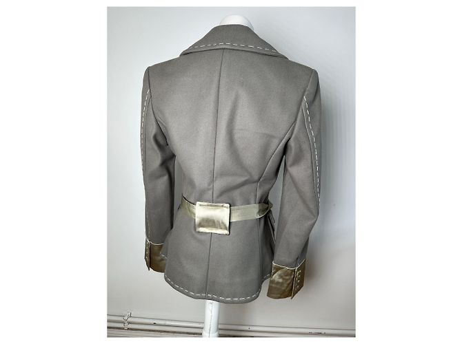 Stella Mc Cartney Vintage Stella McCartney Woll-Satin Blazer Grau Silber M - Ansicht 14