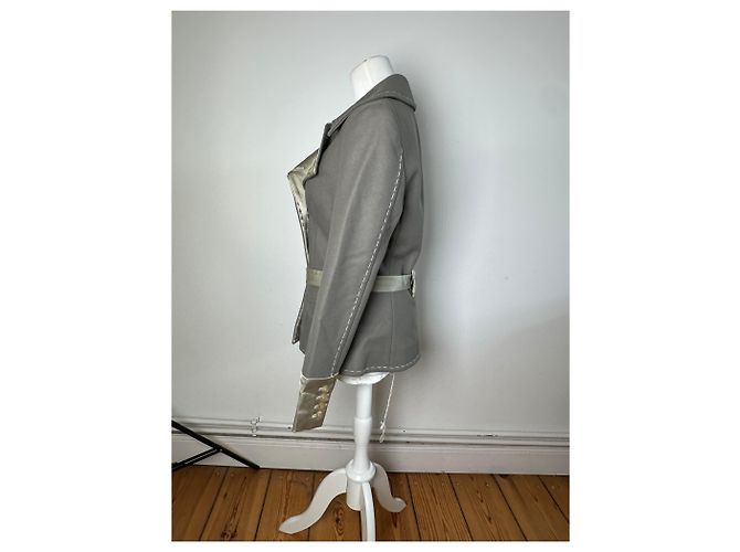 Stella Mc Cartney Vintage Stella McCartney Woll-Satin Blazer Grau Silber M - Ansicht 2