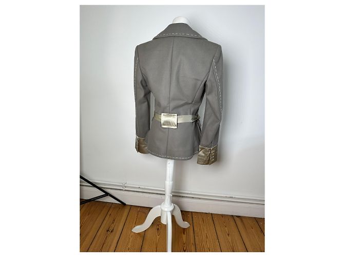 Stella Mc Cartney Vintage Stella McCartney Woll-Satin Blazer Grau Silber M - Ansicht 3