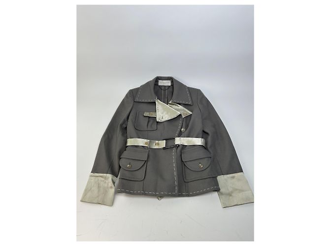 Stella Mc Cartney Vintage Stella McCartney Woll-Satin Blazer Grau Silber M - Ansicht 4