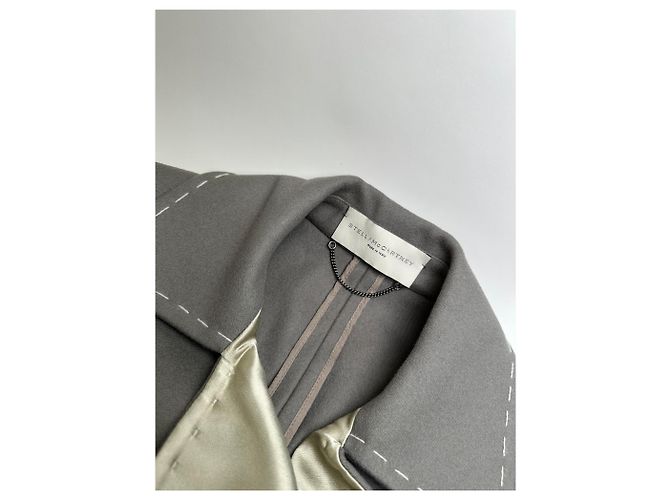 Stella Mc Cartney Vintage Stella McCartney Woll-Satin Blazer Grau Silber M - Ansicht 6