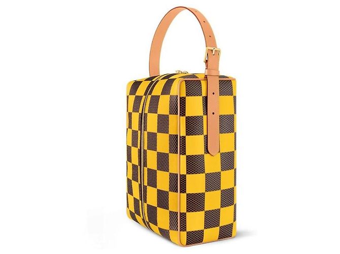 Louis Vuitton Damier Pop Borsa Scarpe Marrone Giallo - vista 2
