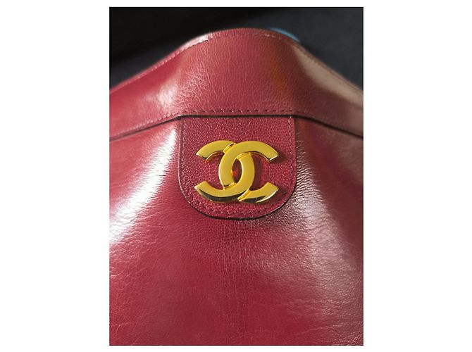 Clutch Chanel in pelle bordeaux Bordò - vista 12
