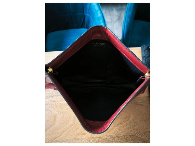 Clutch Chanel in pelle bordeaux Bordò - vista 6