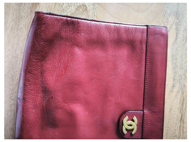Clutch Chanel in pelle bordeaux Bordò - vista 8