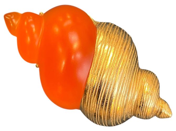 Spilla a Conchiglia Dorata e Arancione Dior - vista 2