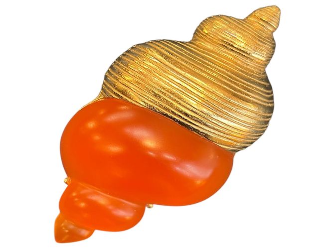 Spilla a Conchiglia Dorata e Arancione Dior - vista 3
