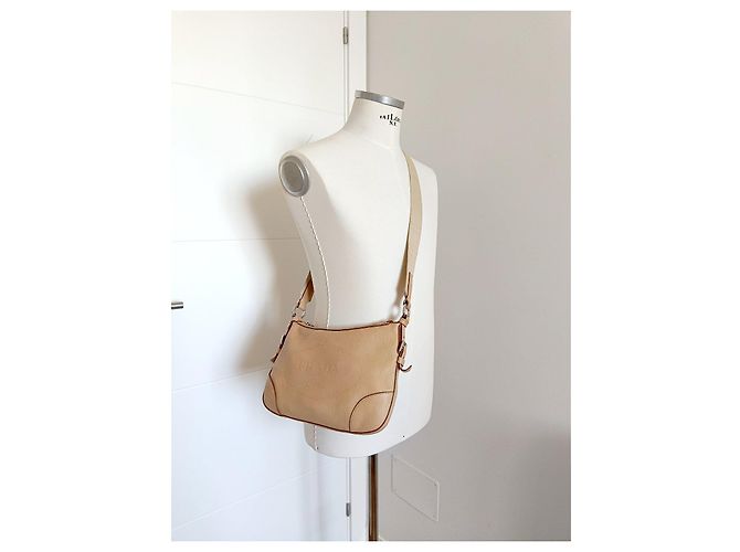 Prada Borsa a Tracolla in Pelle Beige - vista 14