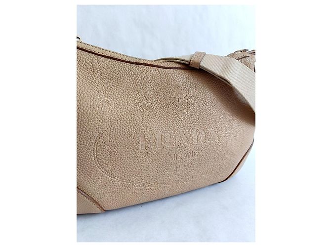Prada Borsa a Tracolla in Pelle Beige - vista 7