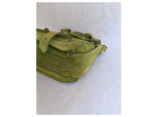 Proenza Schouler PS1 Medium Borsa in Scamosciato Verde - vista 14