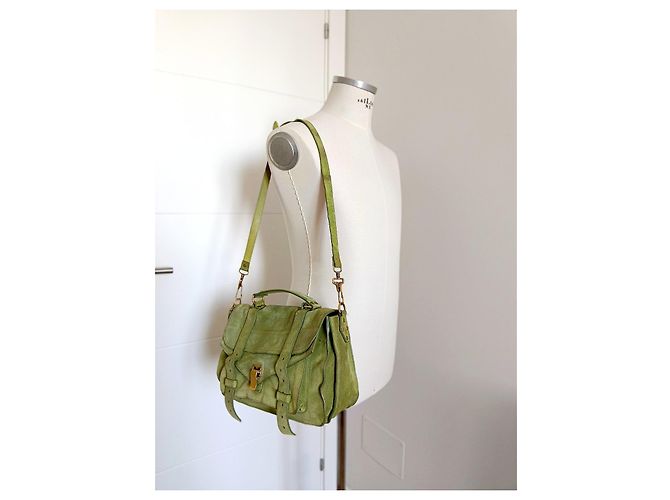 Proenza Schouler PS1 Medium Borsa in Scamosciato Verde - vista 15